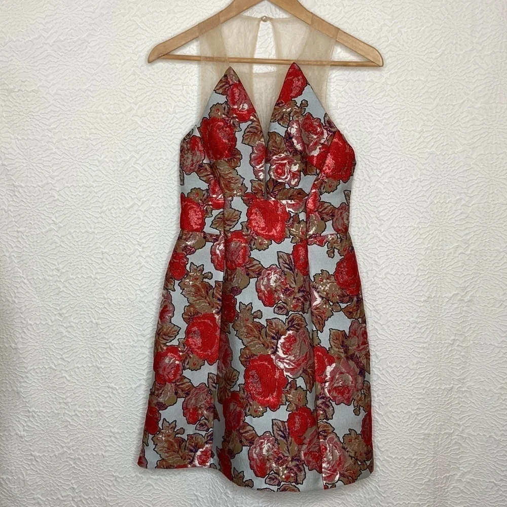 Topshop Women’s Metallic Floral Print Sleeveless Mini Dress Size 4 NWT - Picture 14 of 14
